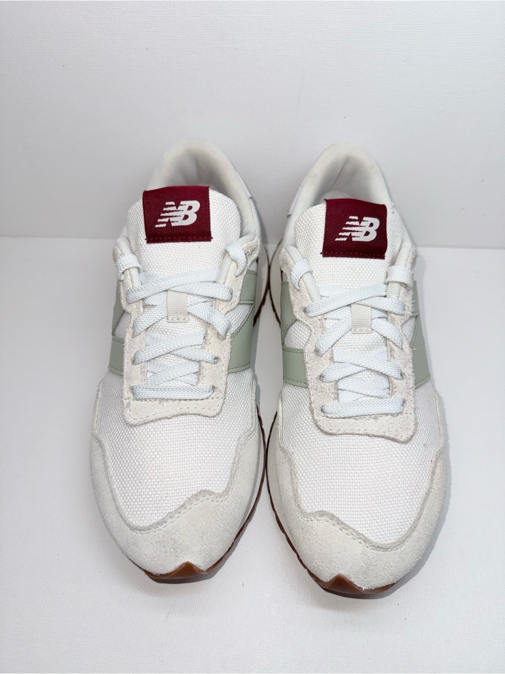 NEW BALANCE 237 Sneakers in Cream, Sage & Burgundy Accent - Picture 4 of 8